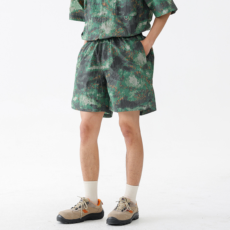 Trendy brand outdoor lightweight functional camouflage 4.5 jogging pants men's and women's camouflage printed quick-drying shorts