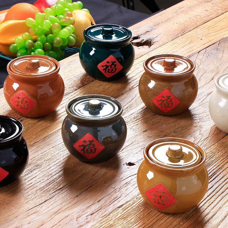 Jiangxi Nanchang Famous Sand County Snacks Ceramic Small Tile Pot Stew Pot Home Business Use Chinese Soup Pot