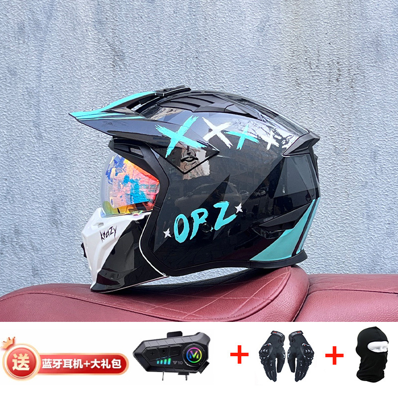 La motocicleta Orz Street Fighter se puede instalar con un casco Bluetooth para hombres y mujeres, un casco completo, una locomotora de cuatro estaciones, un casco combinado 3C extraíble retro