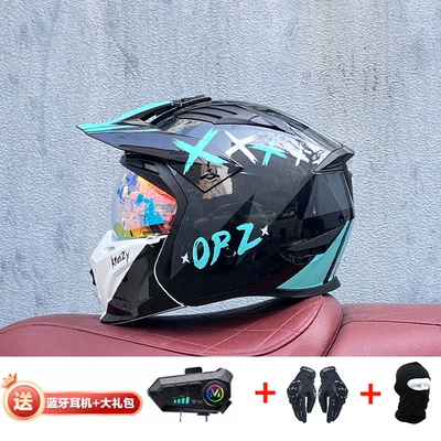 Motorcycle Safety Supplies – Retro Removable 3C Combination Helmet - blue-arrogant-with-magic-red-y10-external-bluetooth-m