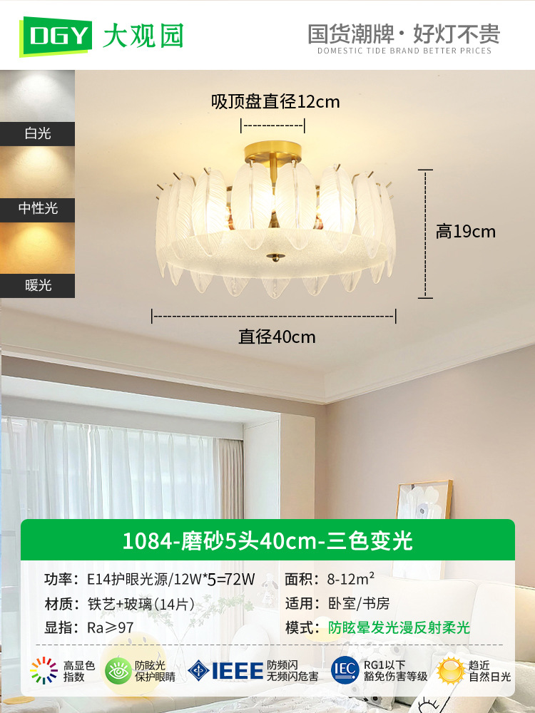 Lámpara de techo para dormitorio, lámpara de techo para comedor y sala de estar, lámpara de dormitorio, lámpara de cristal de lujo de estilo francés, iluminación para habitaciones, accesorios de iluminación Zhongshan 413L.