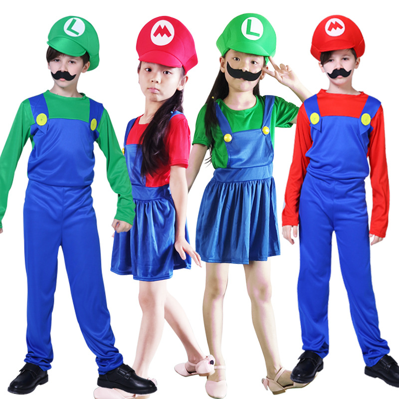 Halloween Mary costume anime cosplay costume Mario suit theme dance performance costume
