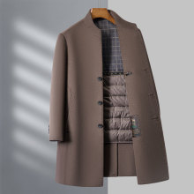 高端羊毛大衣男中长款立领双面羊绒呢子风衣中年冬季加厚毛呢外套