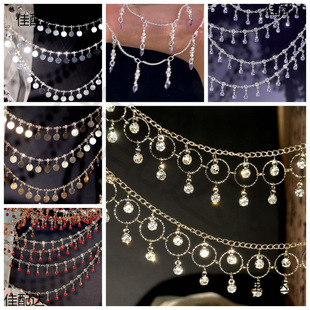 DIY handmade clothing shoe bag accessories copper chain tassel color zircon whisker chain jewelry pendant chain material