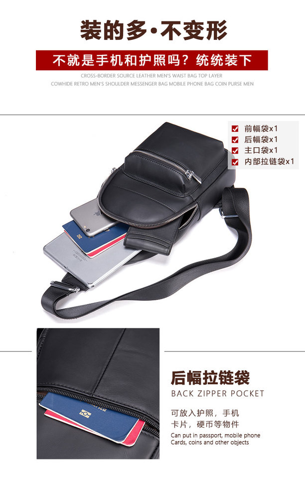 Túi đeo chéo nam đeo ngực da bò lớp đầu 17×5×30,5 cm — 20202 màu đen, 698 màu đen, Cà phê 698, 9011 màu đen chi tiết 98