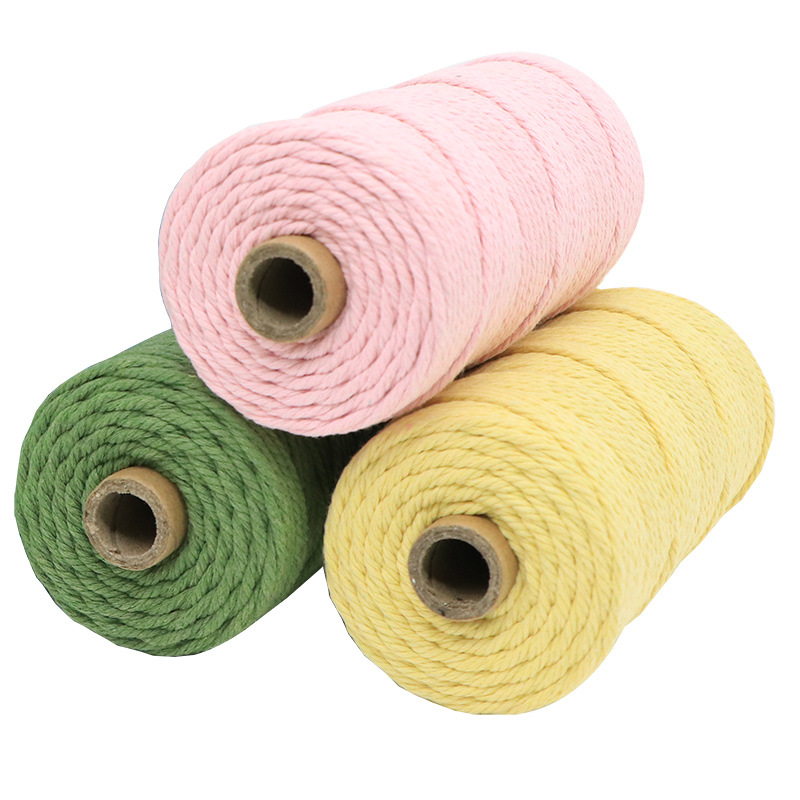 Cuerdas de algodón de color transfronterizas tejidas de algodón 2mm3mm4mm cuerdas de algodón hechas a mano cuerdas decorativas DIY cuerdas de algodón de color colgantes