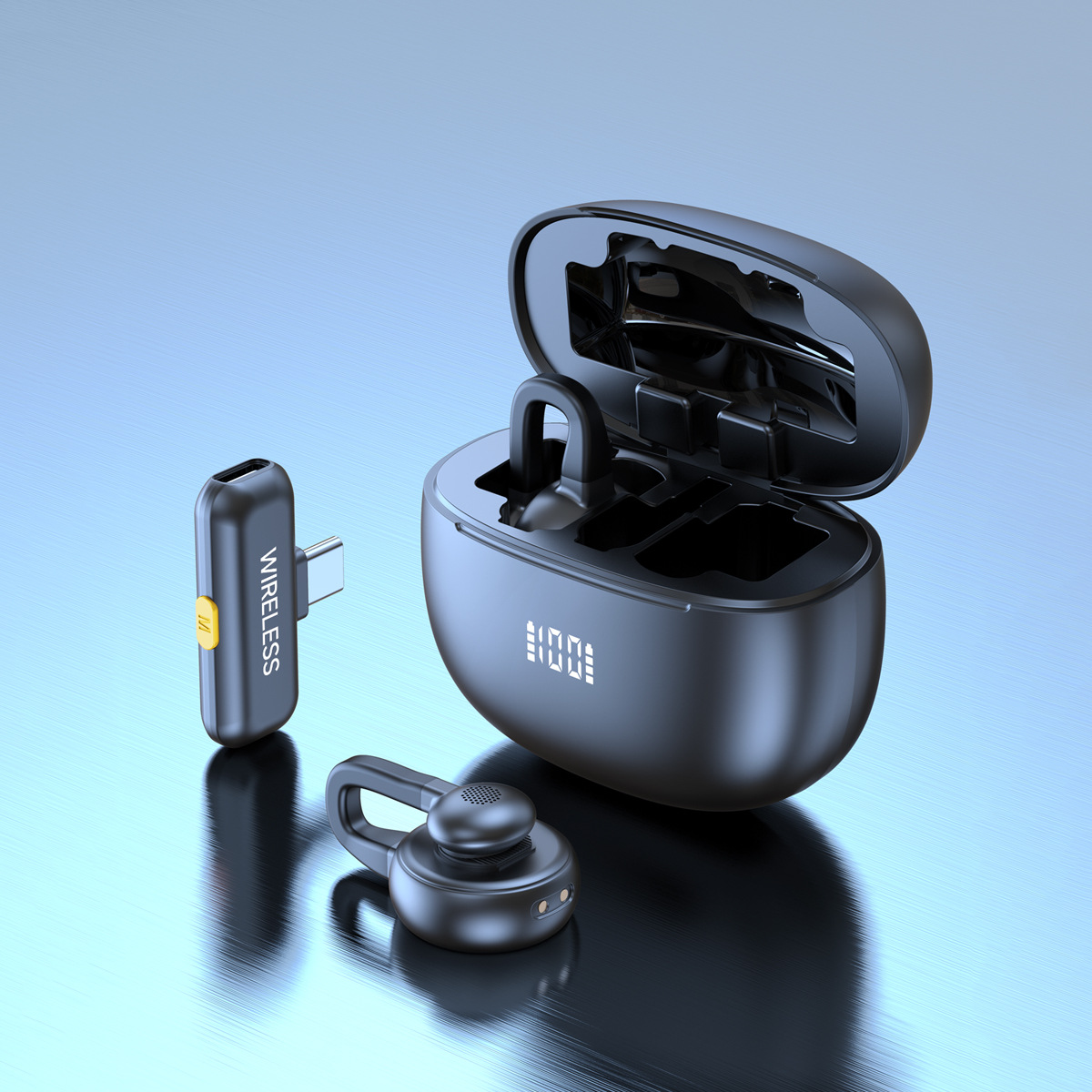 跨境热销款2025年新款弓形无线领夹麦克风一拖二直播收音无线领夹