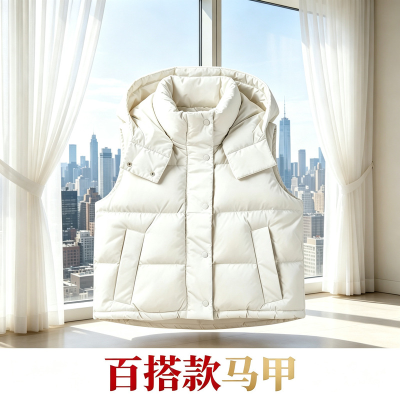 LUlu four-panel down vest, Lulu puffer short hooded down jacket for women, lightweight and warm, casual winter vest LUlu four-panel down vest, Lulu puffer short hooded down jacket for women, lightweight and warm, casual winter vest