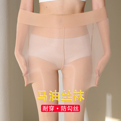 黑絲女油光滑油襪薄款防勾絲油亮連褲襪珠光馬油肉色絲襪光腿神器