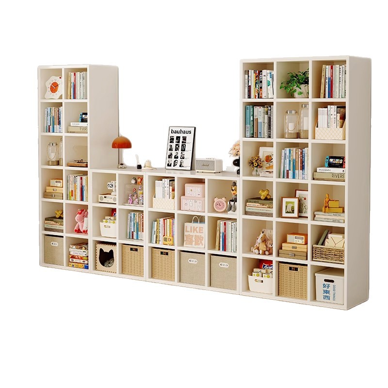 Librería de madera maciza, una pared, una combinación de gabinete de rejilla contra la pared, estantería de sala de estar, estante de piso, gabinete de exhibición de almacenamiento