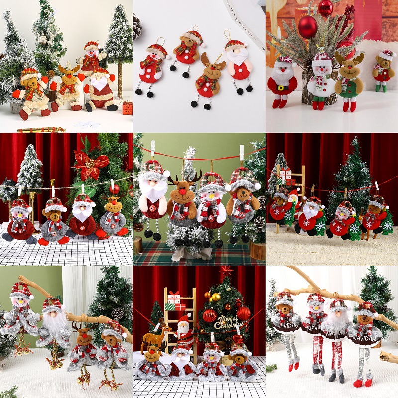 Kit de adornos navideños de tela, colección de colgantes para árbol de Navidad y regalos