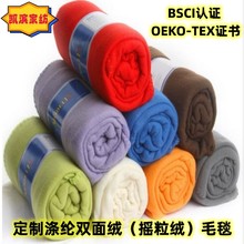 工廠定制搖粒絨毛毯外貿滌綸化纖毯雙面絨毯子刺綉LOGO