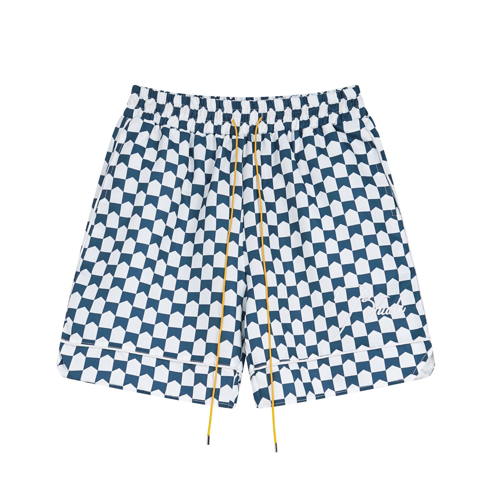 Tendencia europea y estadounidense transfronteriza rhude colección de letras 3M pantalones cortos casuales reflectantes hombres y mujeres pantalones de playa de alta calle estadounidenses