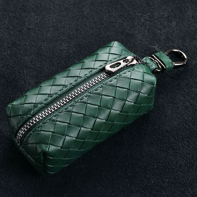 Women's large-capacity key bag, car key storage bag, coin purse, genuine leather, 2026 new model, men's key case for home use (Static Rod/Key Bag) - single-pull-style-dark-green