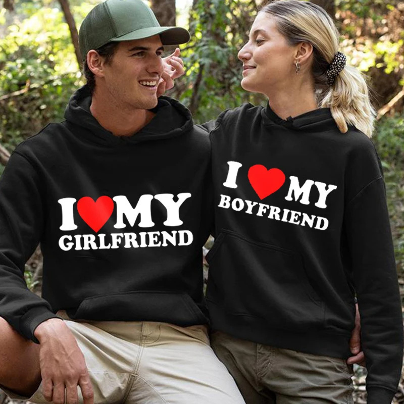 Valentine's Day I Love My Boyfriend Girlfriend Export Printed Hoodie Sweatshirt Harajuku