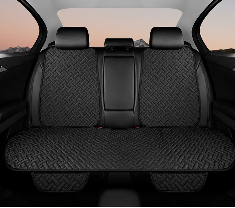 Manufacturer Wholesale Universal Car Seat Cushion Linen Striped Small Three-Piece Backrest Four-Season Tie-Free Anti-Slip Foreign Trade Explosion Single Seat
