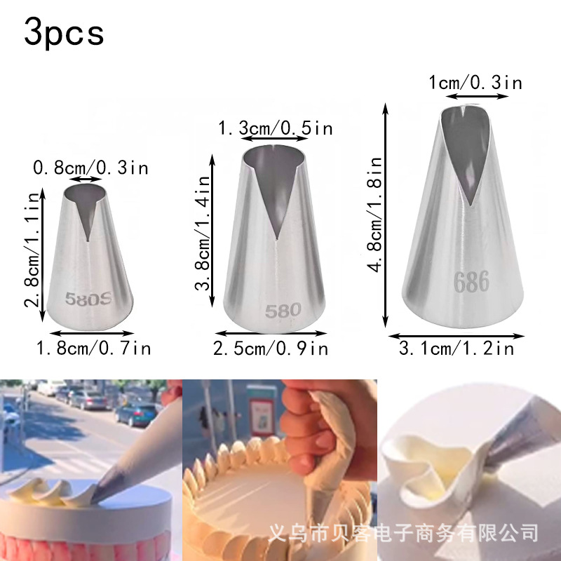 Juego de boca decorada de acero inoxidable 6 dientes 8 dientes 10 dientes 18 dientes boca de flor grande y mediana boca de flor superior de nieve boca de flor de crema