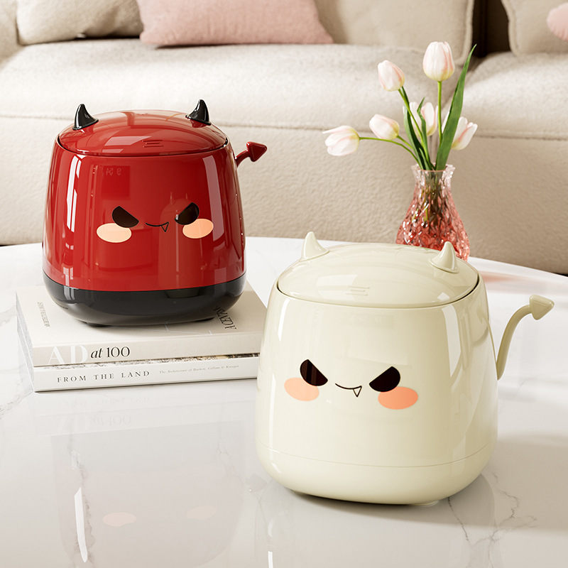 Little Devil Desktop Trash Can: High-Value, Creative, Cute, Press-Activated Mini Small Trash Can for Bedside and Coffee Table Little Devil Desktop Trash Can: High-Value, Creative, Cute, Press-Activated Mini Small Trash Can for Bedside and Coffee Table