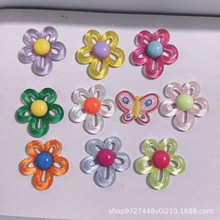 透明七彩空心花镂空不规则花瓣diy手工鞋扣儿童发饰配饰树脂配件