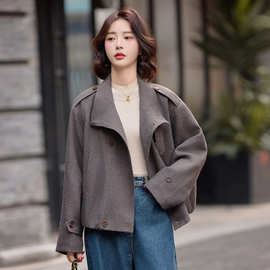 夹棉加厚毛呢短款外套女2025新款秋冬高级感洋气保暖棉服夹克上衣