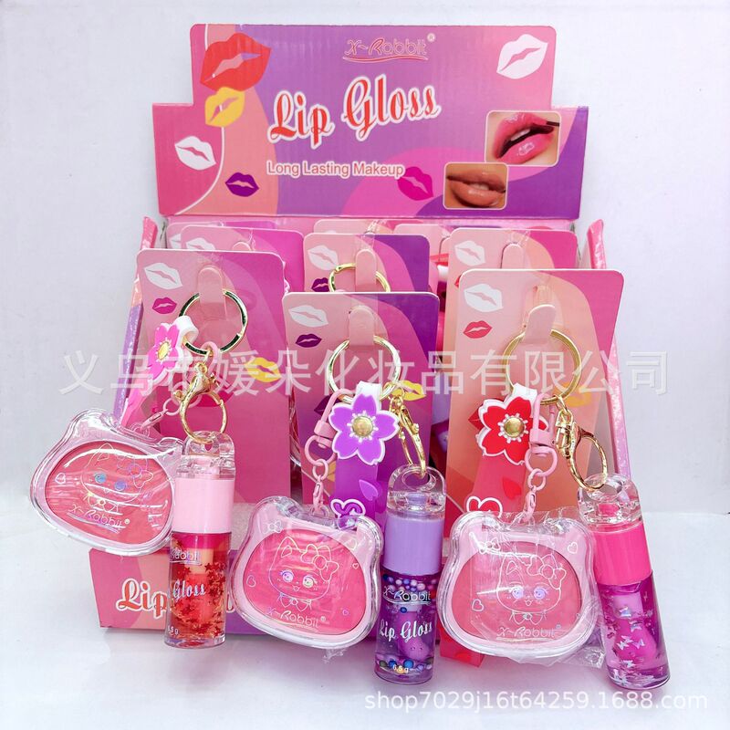 Cross-Border X-Rabbit Bracelet Lip Glaze Long-Lasting Moisturizing, Moisturizing and Plump Whitening Lip Glaze + Blush Two-Piece Set