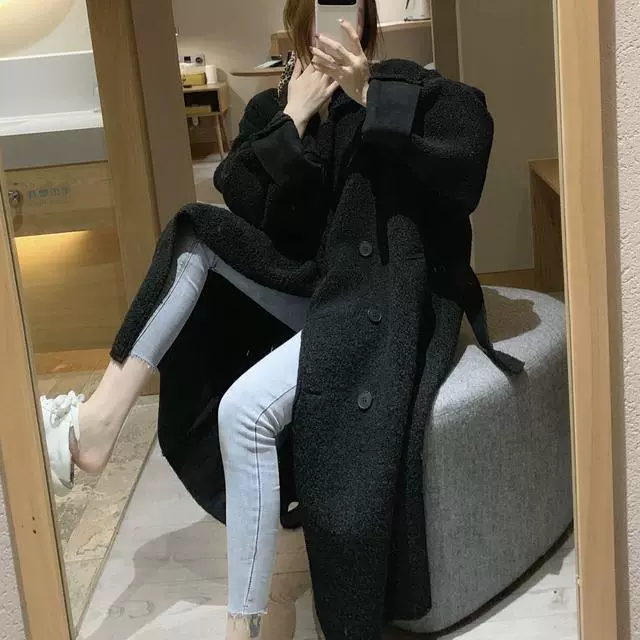 Long winter jacket, retro coat, mid-length, Korean style