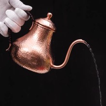 手工纯铜咖啡壶 紫铜细口手冲壶 复古可爱户外露营烧水壶煮茶壶