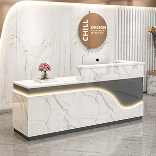Simple Modern Company Front Desk Beauty Salon Reception Desk Clothing Store Cashier Corner Bar Luminous Light Belt Counter