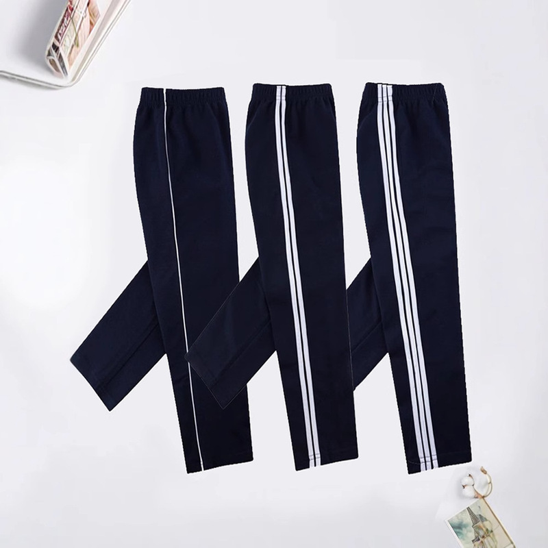 School Pants Summer Straight Pants Men's and Women's Pants Student navy blue High School Students Summer Spring and Autumn fleece-lined Pants