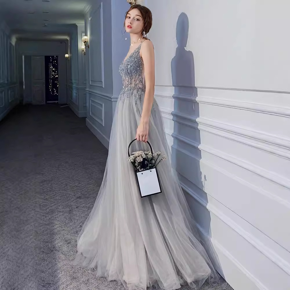 Vestido de fiesta anual para mujer 2026, nuevo estilo, para cumpleaños, adelgazante, sexy, sin espalda, con lentejuelas, para banquete, anfitriona, vestido de noche image 5