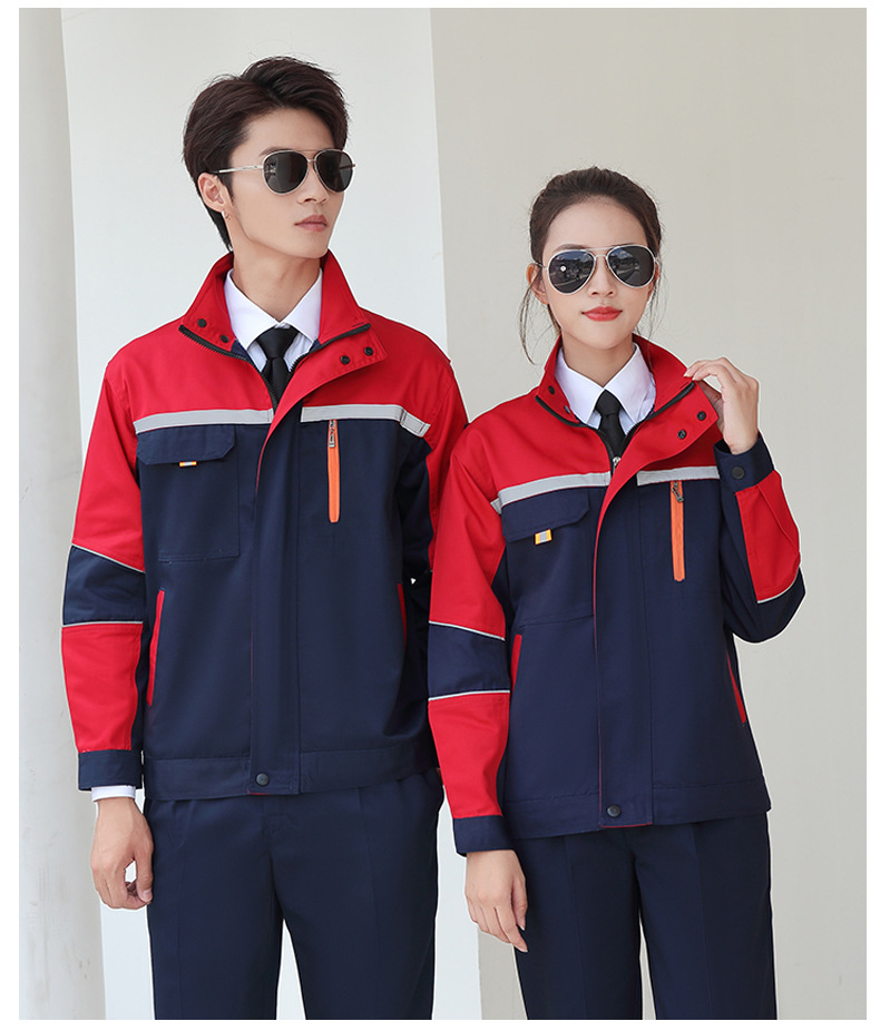 Navy blue red five-generation suit
