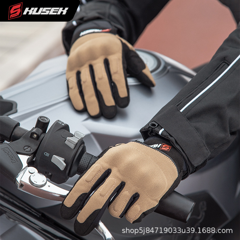 Guantes de motocicleta para hombres al aire libre cuatro estaciones equipos de carreras de motocicleta a prueba de caídas de invierno a prueba de frío de verano transpirable