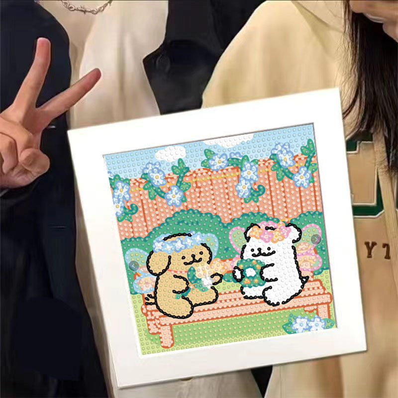 手作りダイヤモンド塗装子供用ペーストライン作り子犬男の子と女の子フルダイヤモンドペーストテーブルおもちゃ象嵌|undefined