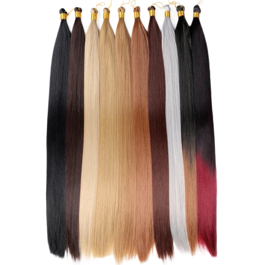 Bone Straight Hair de fibra química de 24 pulgadas Braidi ng Hai sin franjas negras largas rectas image 5