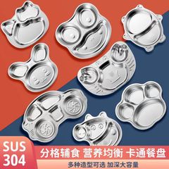 創意304不鏽鋼餐盤卡通兒童分格盤子幼兒園寶寶輔食盤子汽車餐盤