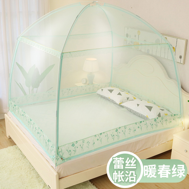 Yurta mosquitera 1.8m con cremallera de tres puertas al por mayor 1.5 m con patrón cifrado completamente cerrado