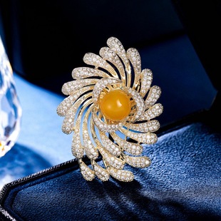 Amber 9mm Natural Baltic Beeswax Inlaid Pendant Copper Jewelry Brooch Chicken Oil Yellow Natural Amber