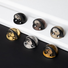 Stainless steel holeless magnetic door stopper with anti-collision function, 304 magnetic door stop, no drilling half-round door stopper