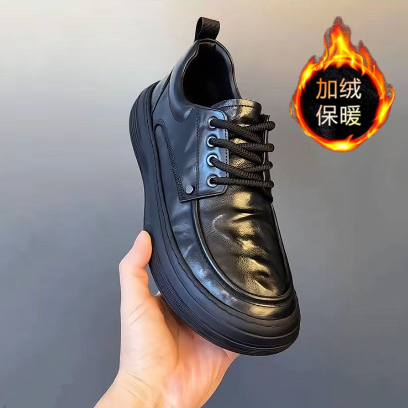 Autumn Men's Soft Leather Business Casual Leather Shoes British Style Fashion Trend Sneakers Mango Shoes Lightweight Black Shoes