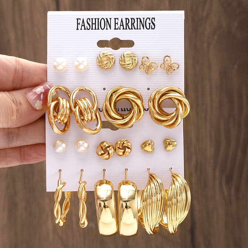 Cross-Border Elegant Geometric Style Women's Earring Set, Best-Selling 12 Pairs of Luxury Earrings, Suitable for Daily Commuting Cross-Border Elegant Geometric Style Women's Earring Set, Best-Selling 12 Pairs of Luxury Earrings, Suitable for Daily Commuting