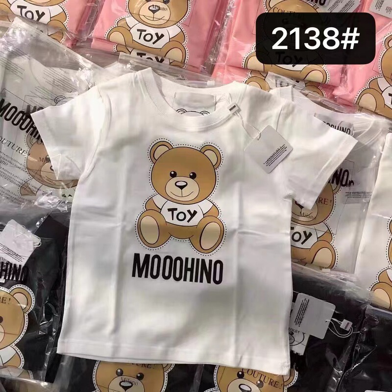 Cross-Border Export 2025 New Moschino Moschinop Kidsren's New Bear Short-Sleeved T-Shirt for Men and Women
