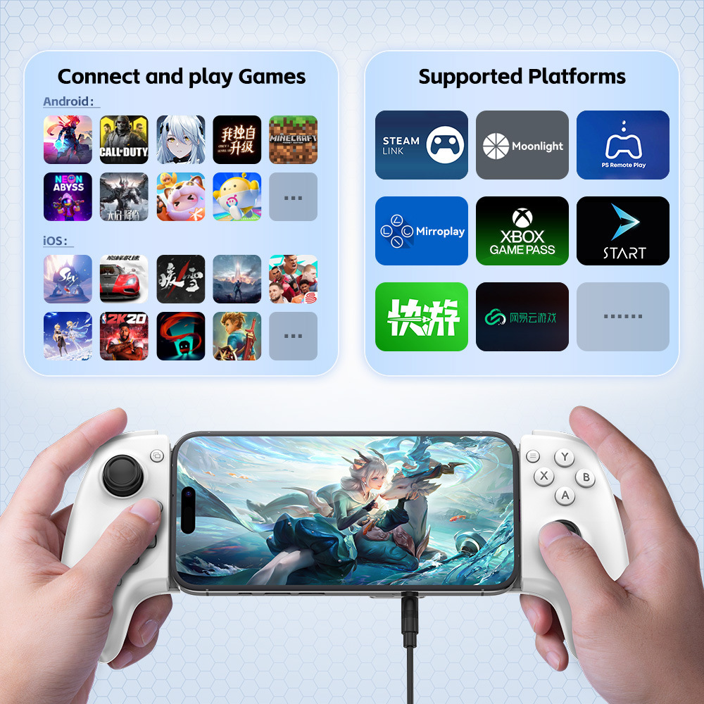 Jiaying Ago con cable Bluetooth teléfono móvil computadora Switch streaming PS5 gamepad tirando telescópico Android iOS