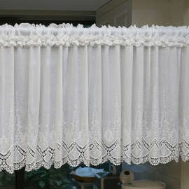 法式刺绣门帘半帘窗帘短款帘美式隔断帘厨房窗户柜子屏风遮挡纱门
