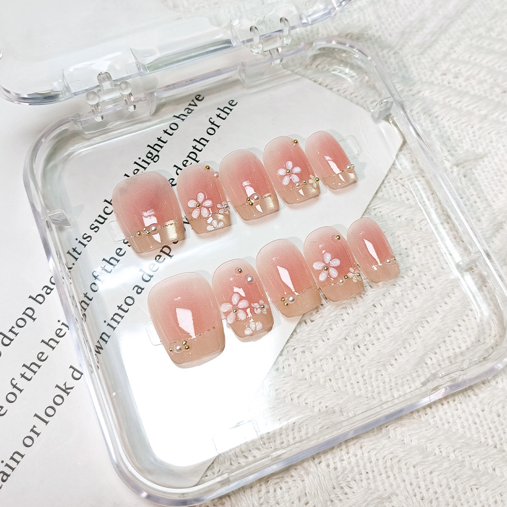 Parche de uñas de diamantes con incrustaciones de ojos de gato 3D 10 piezas de uñas hechas a mano de amor tridimensionales de uñas francesas de flores tridimensionales