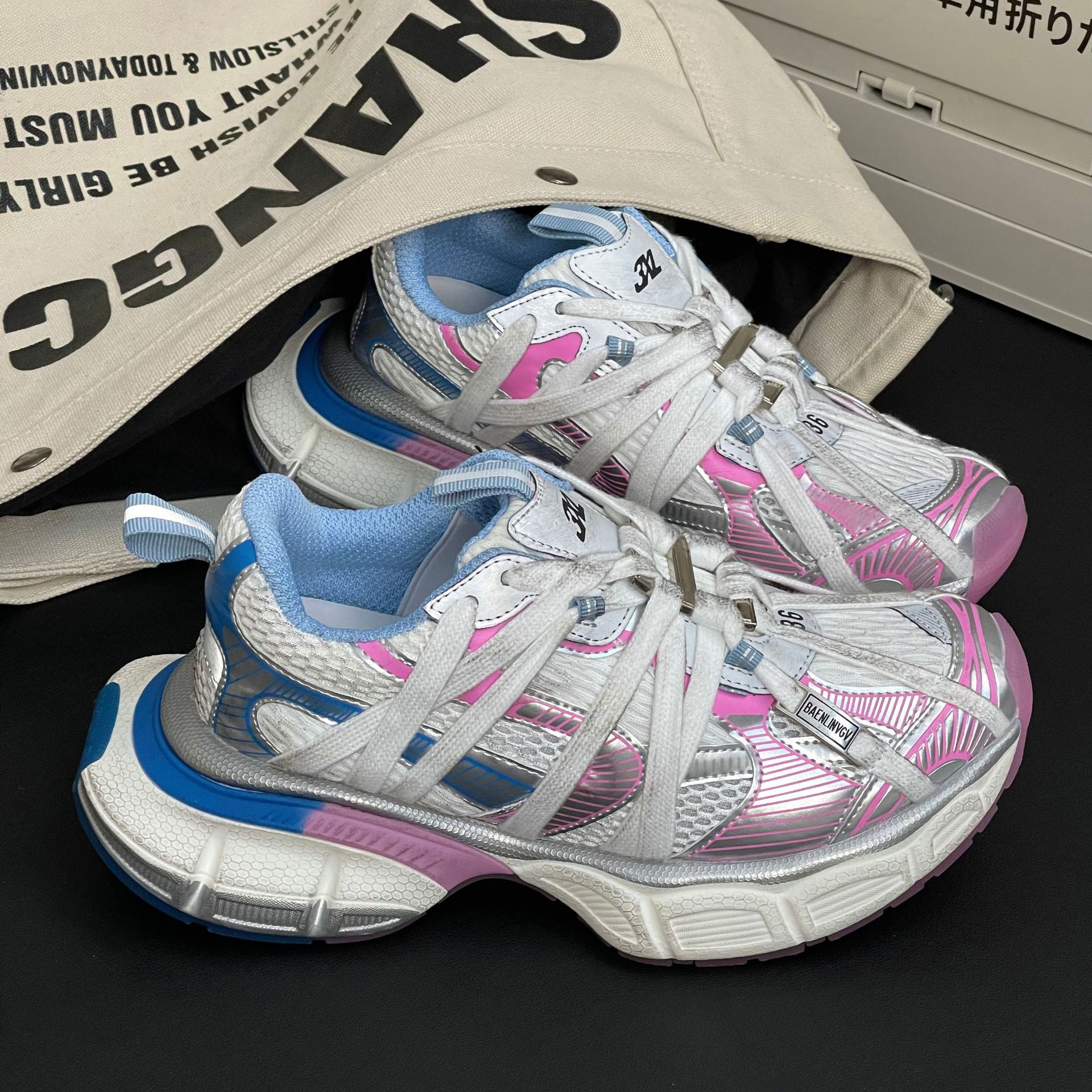 Spider-Man 3XL Torre Shoes Women's Paris 2025 New Style Strap Old Dirty Thick Sole Slip-on sneaker