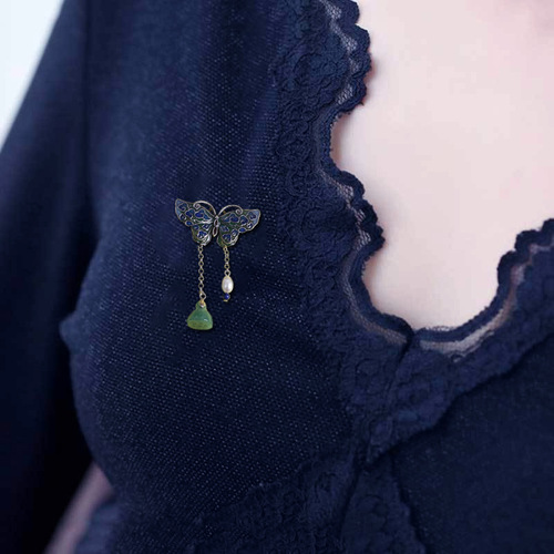 Wholesale Ancient Style Enamel Butterfly Brooch, Hairpin Flower, Women's Collar Pin, Qipao Ancient Costume Chinese Ethnic Style Accessory Pin