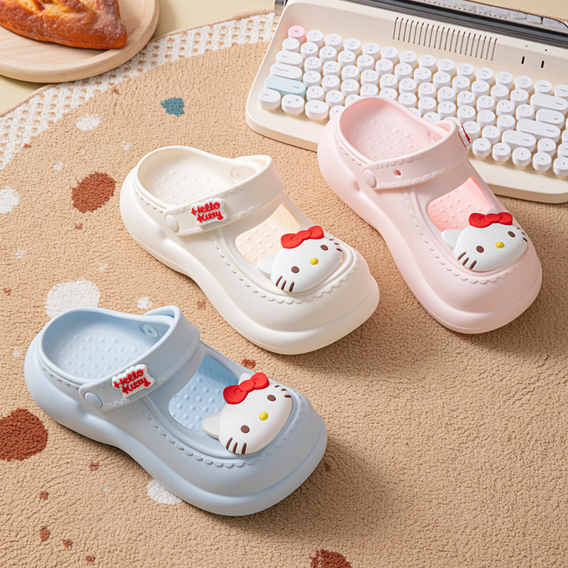 Authentic Hello Kitty Mary Jane Clogs for Women, 2026 New Summer Eva Thick-Soled Closed-Toe Beach Sandals