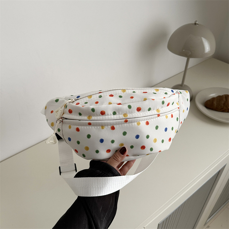 2024 nuevo arco iris onda punto de mujer bolso de pecho pequeño bolso de cambio de teléfono móvil bolso de pecho de moda casual simple brazo