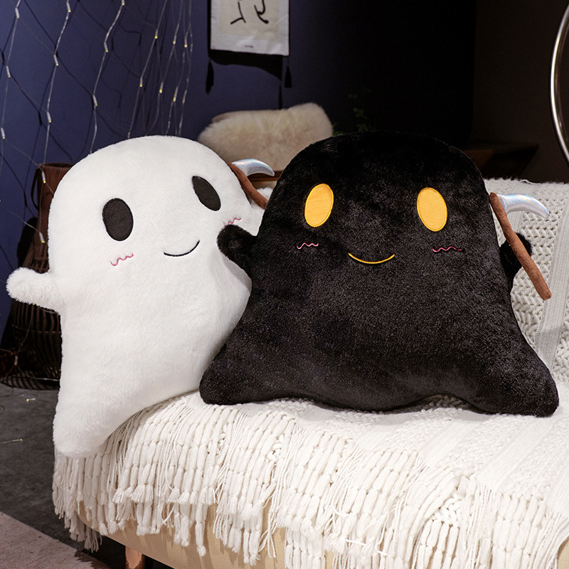 ハロウィン鎌ゴースト枕クロスボーダーホットセールお祭り雰囲気アレンジかわいい黒と白の小さなゴースト縫いぐるみ人形|undefined