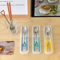 厨乐乐 Creative chopsticks, set stainless steel for students, travel handheld tableware